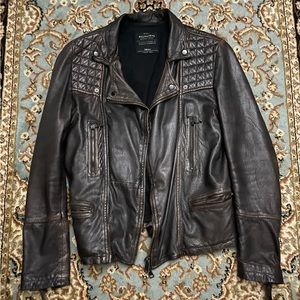 Mens All Saints leather jacket size SMALL